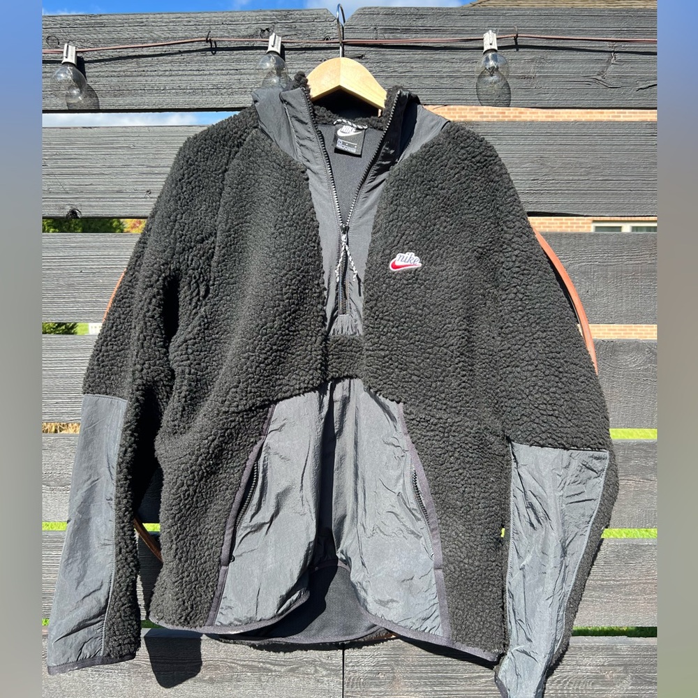 Nike Fleece Anorak Jacket Black Size Large